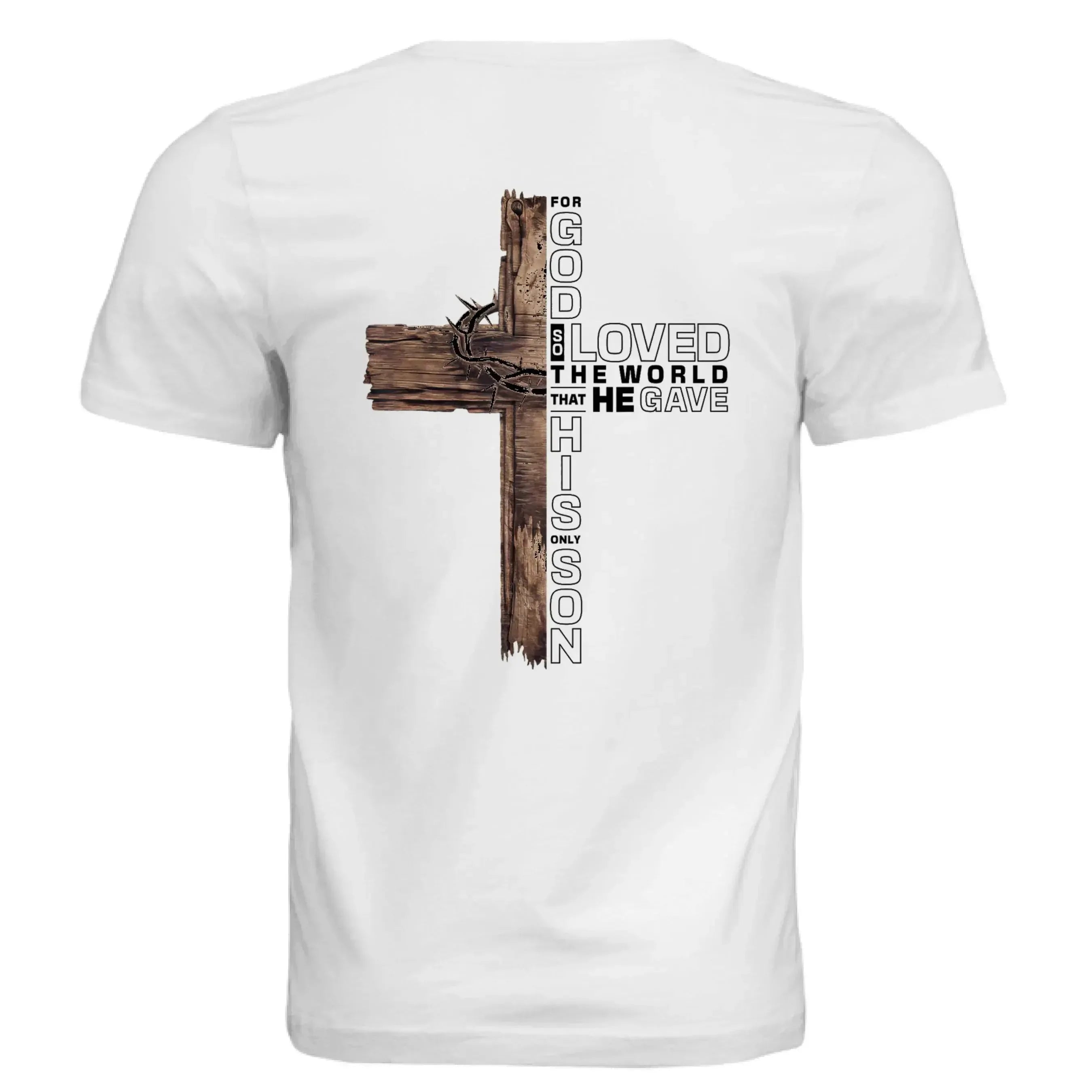 Rustic Wooden Cross John 3:16 T-Shirt - "For God So Loved the World That He Gave His Only Son" Christian Graphic Tee - Faith Forged Designs