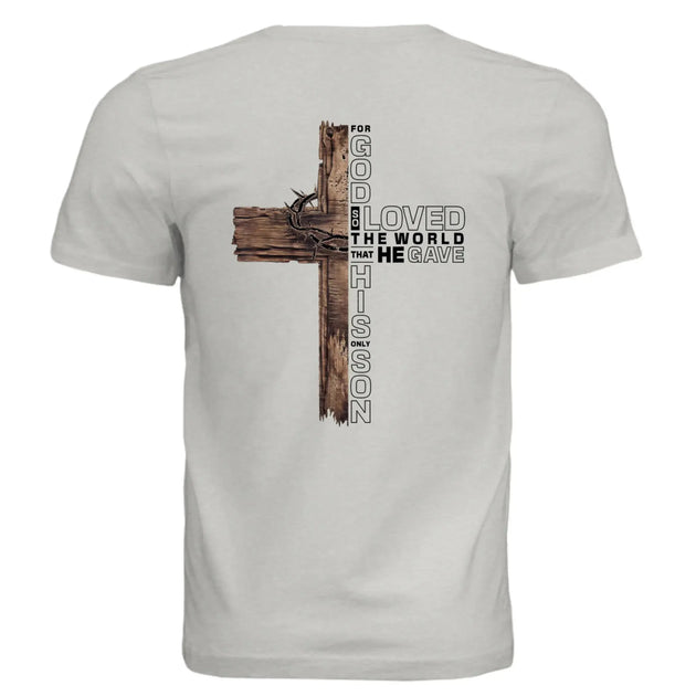 Rustic Wooden Cross John 3:16 T-Shirt - "For God So Loved the World That He Gave His Only Son" Christian Graphic Tee - Faith Forged Designs