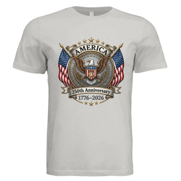 America 250th Anniversary | 1776-2026 Eagle & Flags Patriotic Tee - Faith Forged Designs