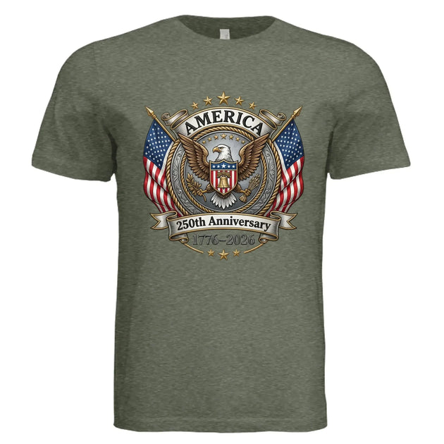 America 250th Anniversary | 1776-2026 Eagle & Flags Patriotic Tee - Faith Forged Designs
