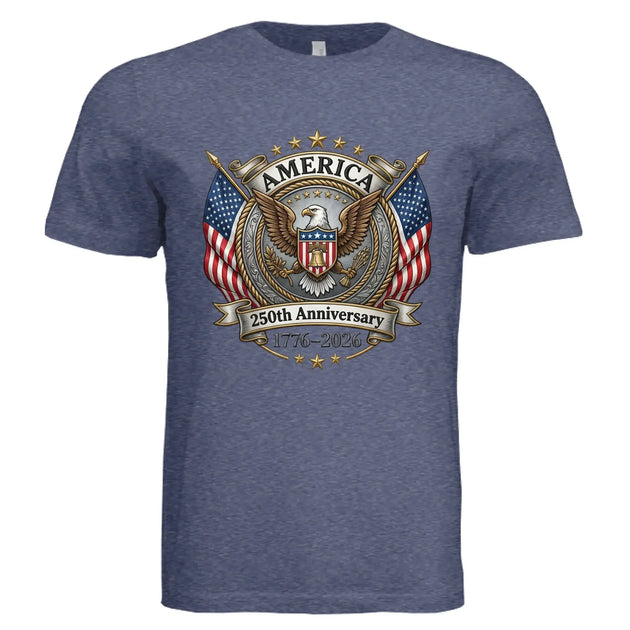 America 250th Anniversary | 1776-2026 Eagle & Flags Patriotic Tee - Faith Forged Designs