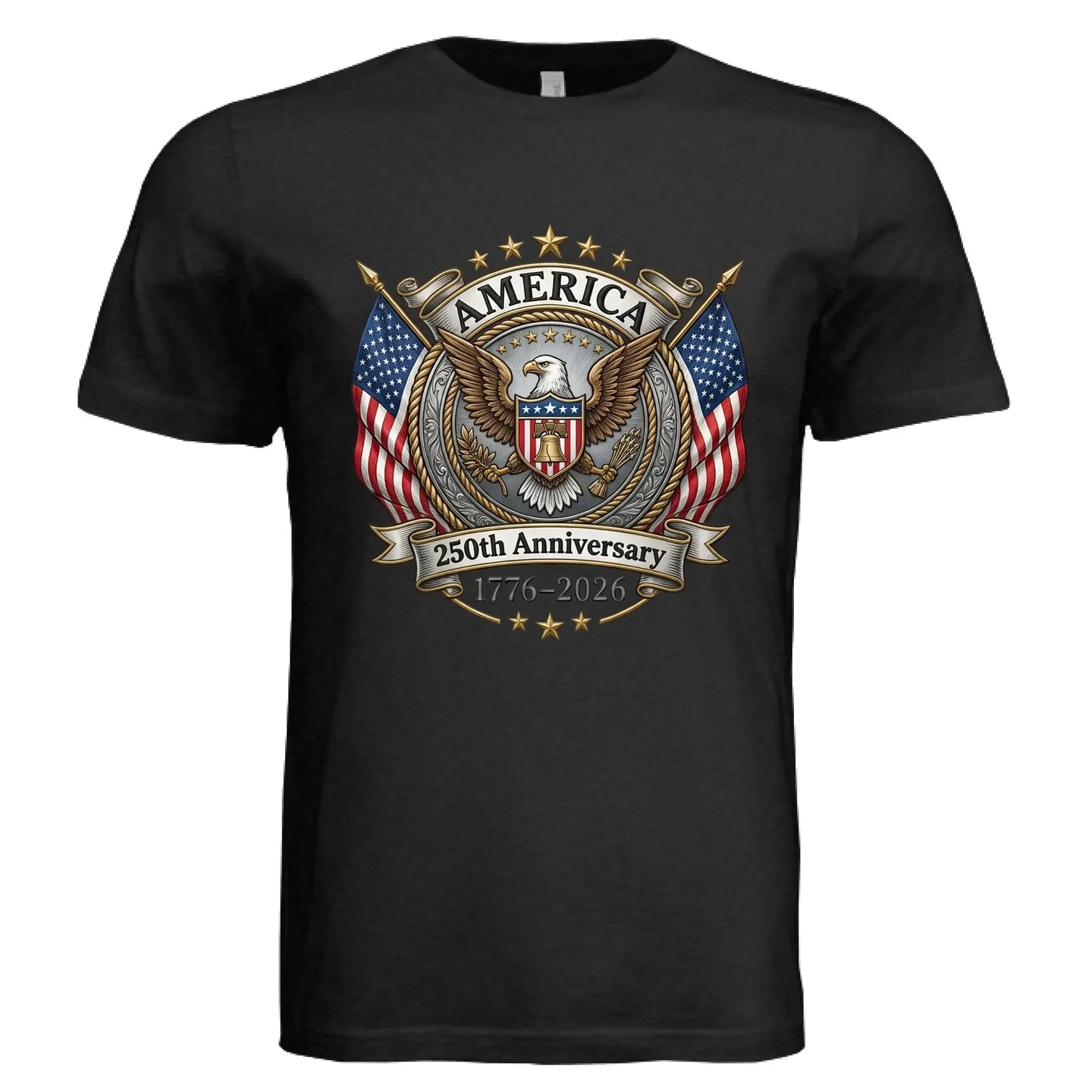 America 250th Anniversary | 1776-2026 Eagle & Flags Patriotic Tee - Faith Forged Designs