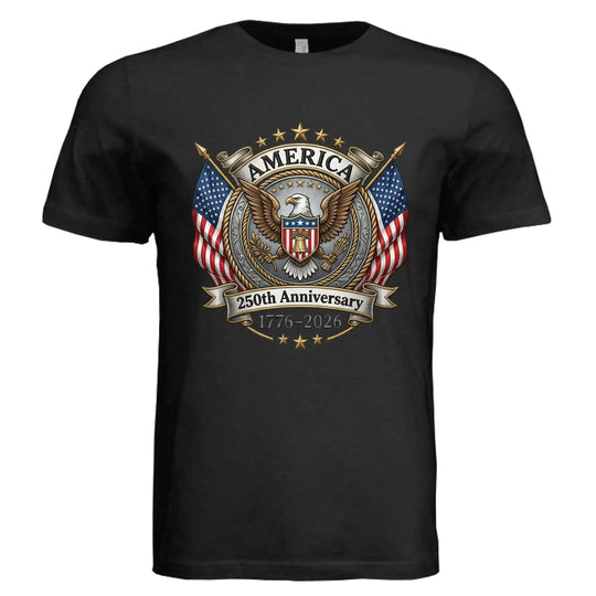 America 250th Anniversary | 1776-2026 Eagle & Flags Patriotic Tee - Faith Forged Designs