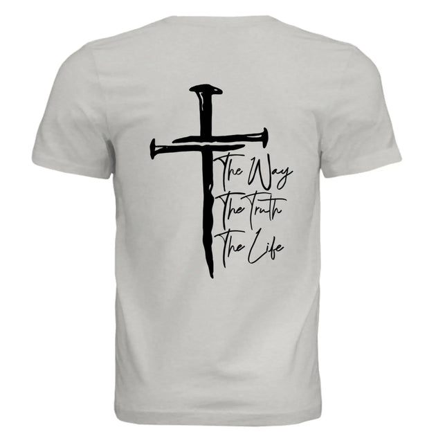 Jesus The Way, The Truth, The Life - John 14:6 Nail Cross T-Shirt - Faith Forged Designs