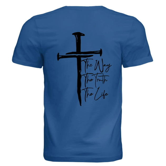 Jesus The Way, The Truth, The Life - John 14:6 Nail Cross T-Shirt - Faith Forged Designs