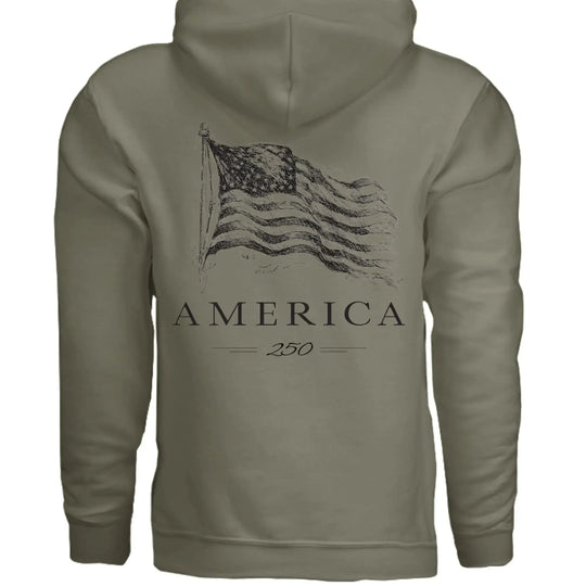 America 250 Years of Freedom - Distressed Flag Hoodie - Faith Forged Designs