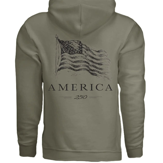 America 250 Years of Freedom - Distressed Flag Hoodie - Faith Forged Designs