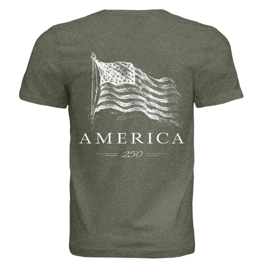 America 250 Years of Freedom - Distressed Flag T-Shirt - Faith Forged Designs