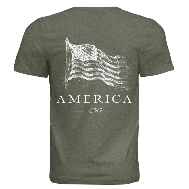 America 250 Years of Freedom - Distressed Flag T-Shirt - Faith Forged Designs
