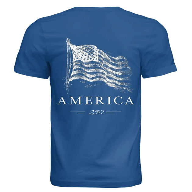 America 250 Years of Freedom - Distressed Flag T-Shirt - Faith Forged Designs