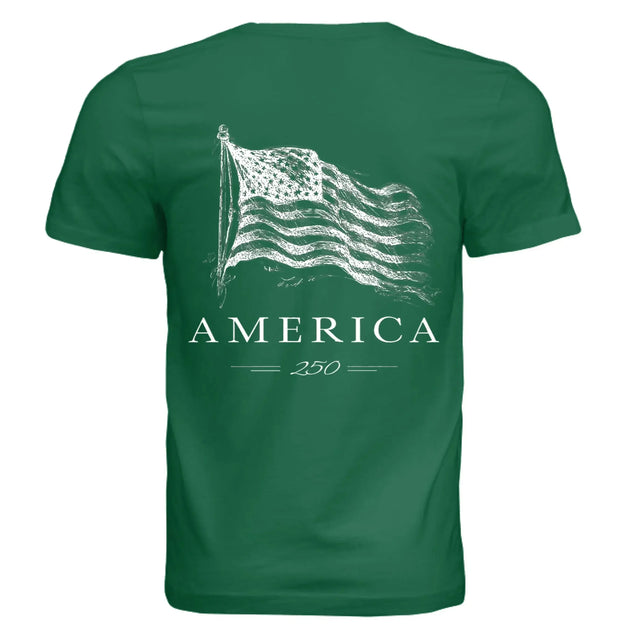 America 250 Years of Freedom - Distressed Flag T-Shirt - Faith Forged Designs