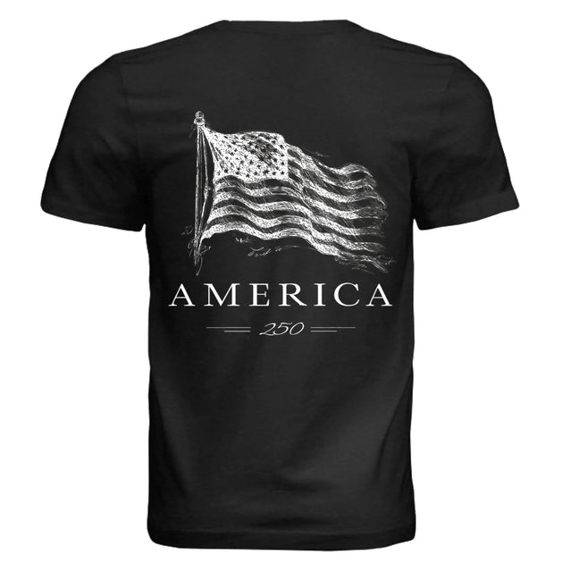 America 250 Years of Freedom - Distressed Flag T-Shirt - Faith Forged Designs