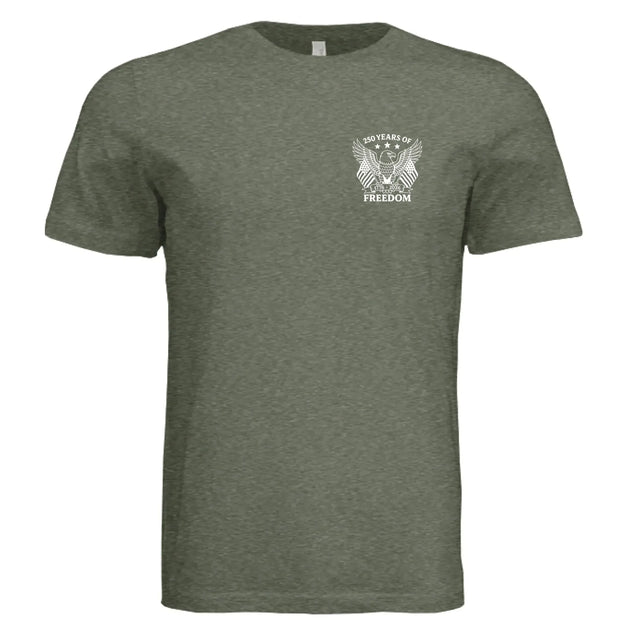 America 250 Years of Freedom - Distressed Flag T-Shirt - Faith Forged Designs