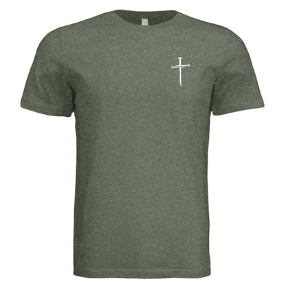 Blessed by God, Loved by Jesus, Led by the Spirit - Lion &amp; Cross Back Print T-Shirt - Faith Forged Designs