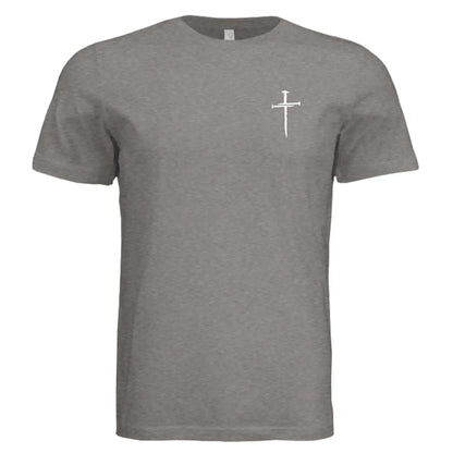 Blessed by God, Loved by Jesus, Led by the Spirit - Lion &amp; Cross Back Print T-Shirt - Faith Forged Designs
