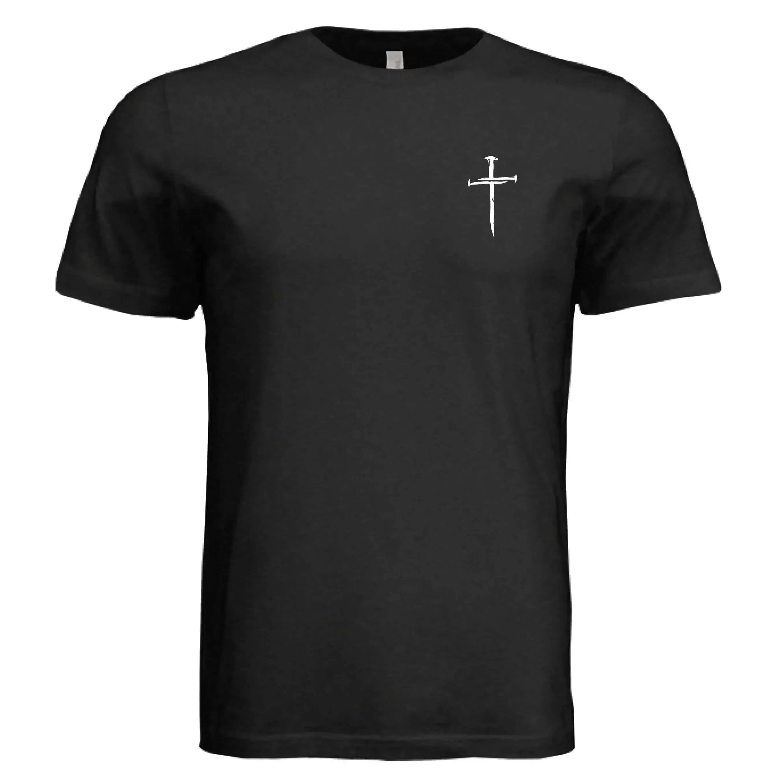 Blessed by God, Loved by Jesus, Led by the Spirit - Lion &amp; Cross Back Print T-Shirt - Faith Forged Designs