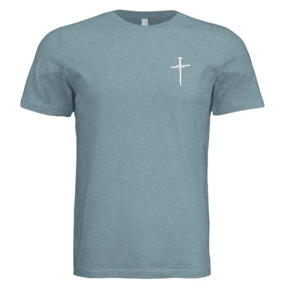 Blessed by God, Loved by Jesus, Led by the Spirit - Lion &amp; Cross Back Print T-Shirt - Faith Forged Designs
