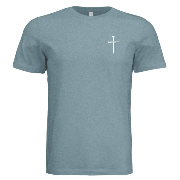 Blessed by God, Loved by Jesus, Led by the Spirit - Lion & Cross Back Print T-Shirt - Faith Forged Designs