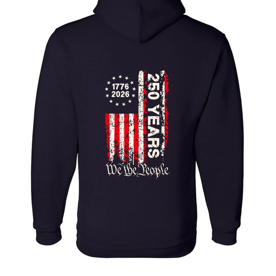 250th Anniversary Hoodie - We the People Vintage Flag 1776-2026 | USA Pride Sweatshirt - Made in USA - Faith Forged Designs