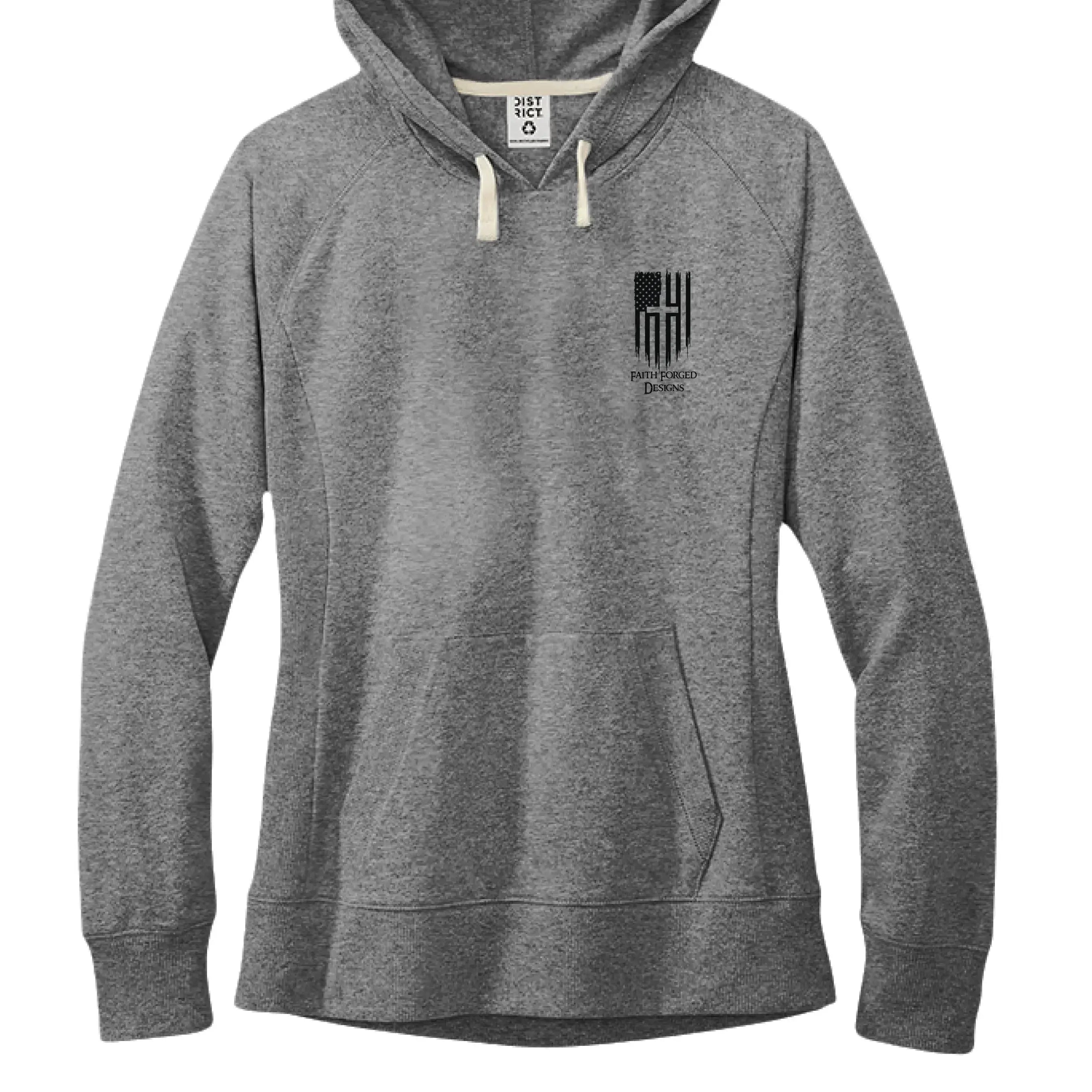 Faith Family Freedom Hoodie - Christian Cross &amp; American Flag Heart Design - Faith Forged Designs