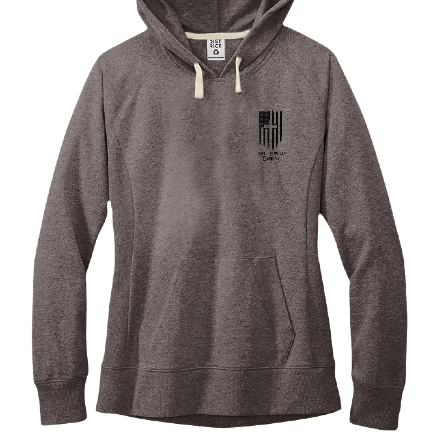 Faith Family Freedom Hoodie - Christian Cross & American Flag Heart Design - Faith Forged Designs