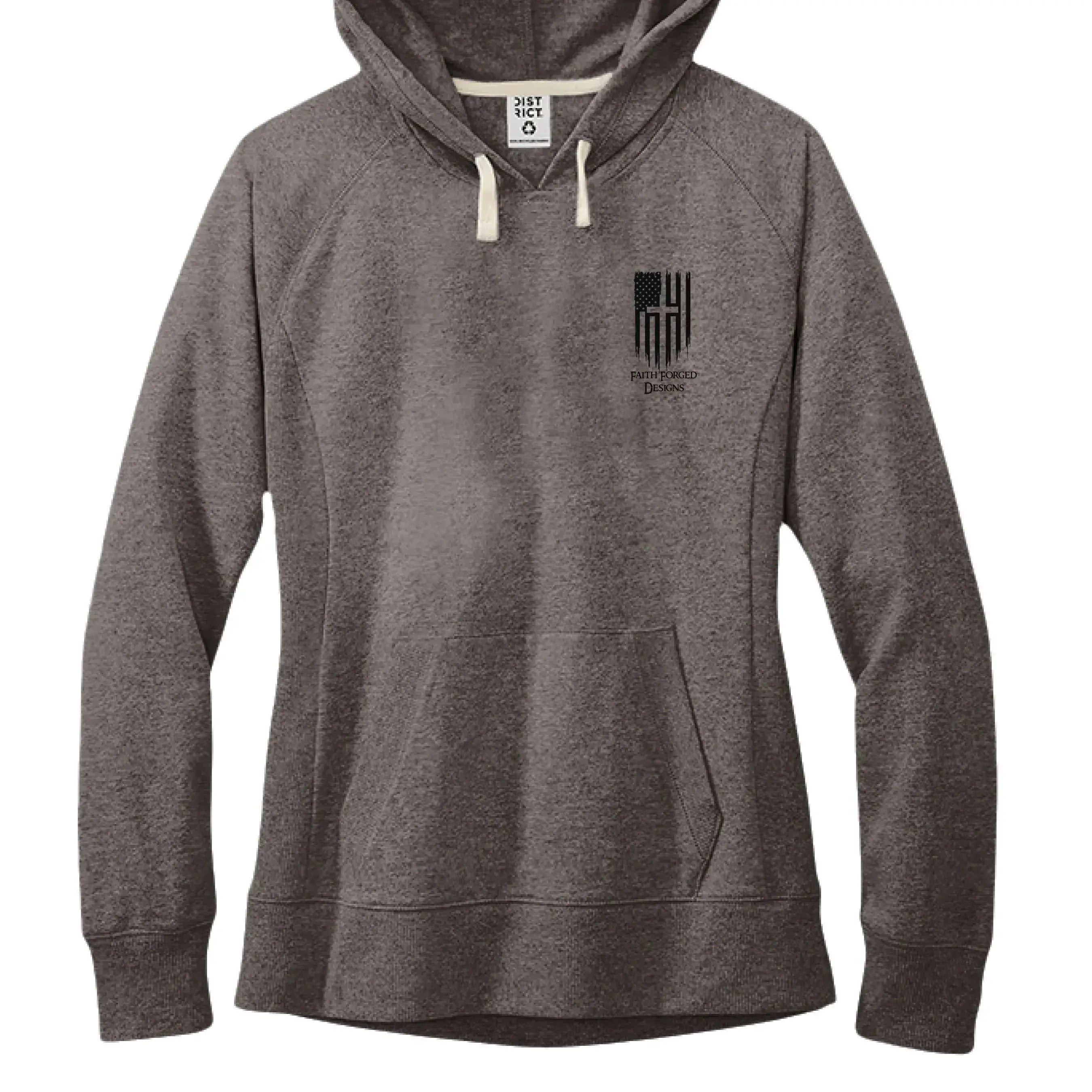 Faith Family Freedom Hoodie - Christian Cross &amp; American Flag Heart Design - Faith Forged Designs