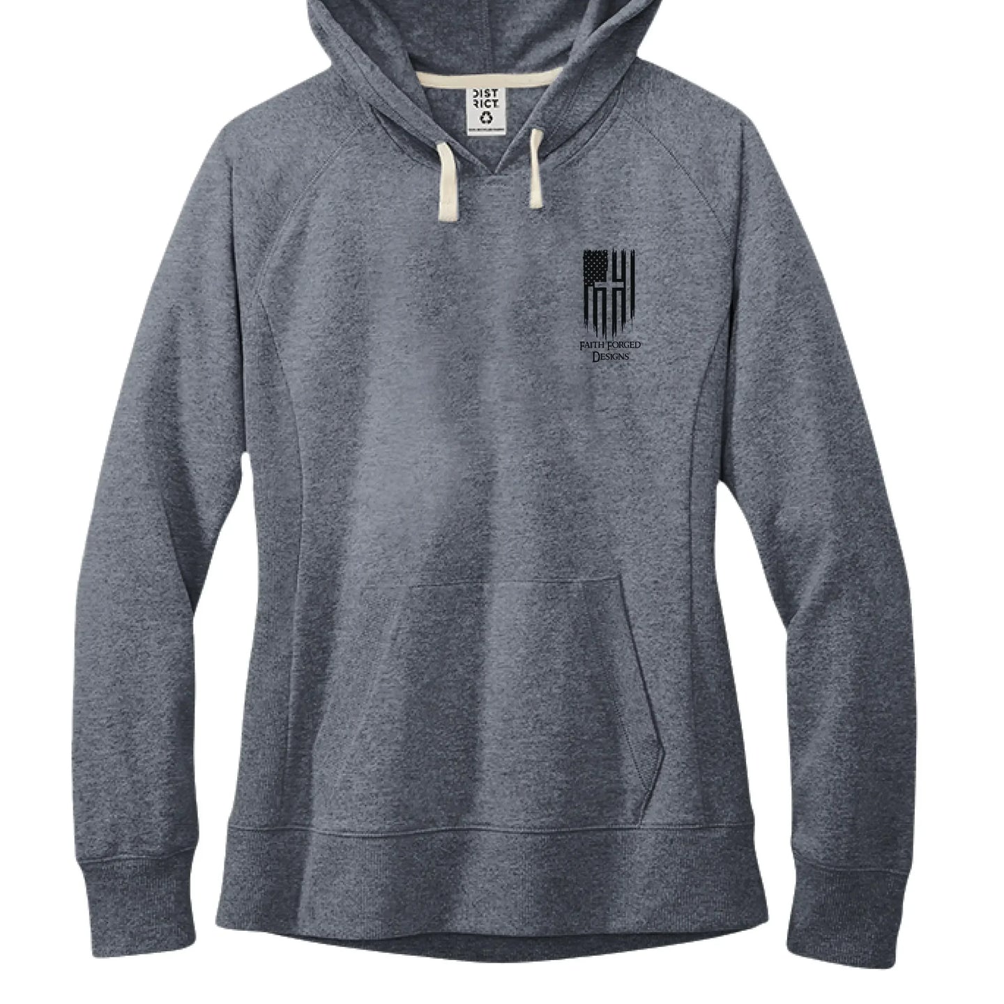 Faith Family Freedom Hoodie - Christian Cross & American Flag Heart Design - Faith Forged Designs