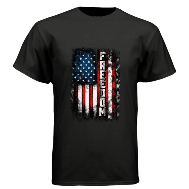 Freedom Distressed American Flag Patriotic T-Shirt - Faith Forged Designs