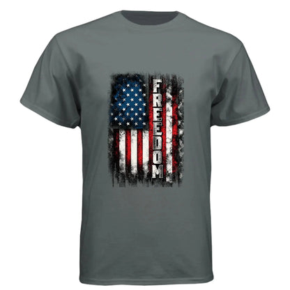 Freedom Distressed American Flag Patriotic T-Shirt - Faith Forged Designs