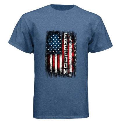 Freedom Distressed American Flag Patriotic T-Shirt - Faith Forged Designs