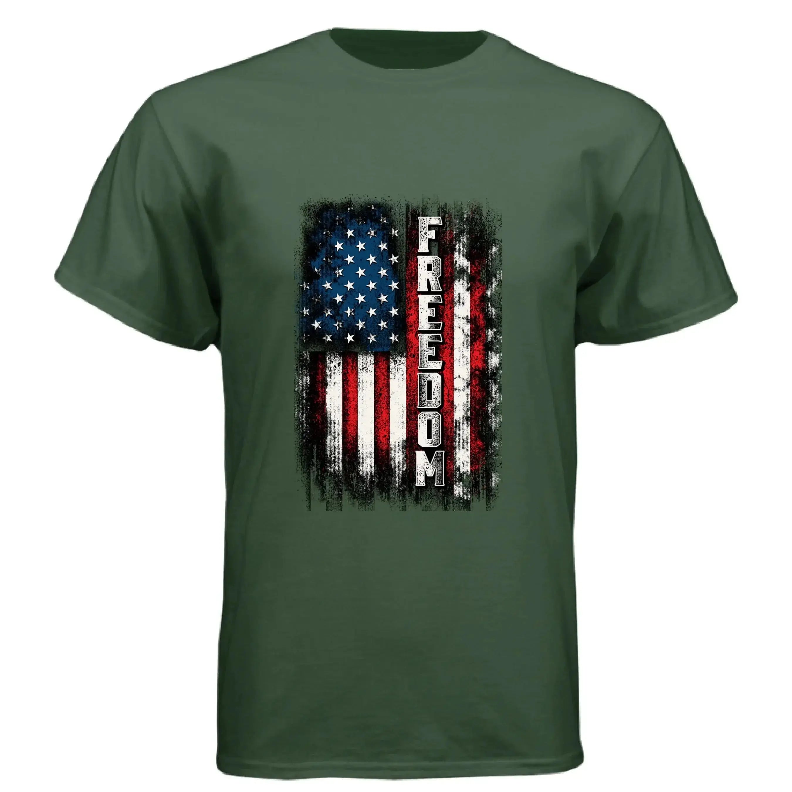 Freedom Distressed American Flag Patriotic T-Shirt - Faith Forged Designs