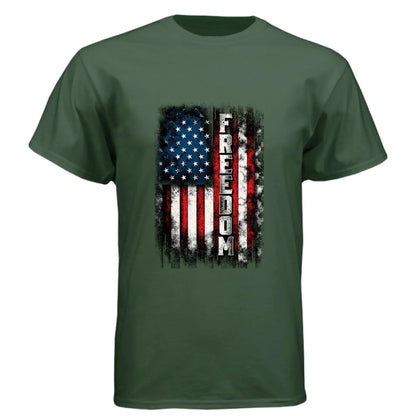 Freedom Distressed American Flag Patriotic T-Shirt - Faith Forged Designs