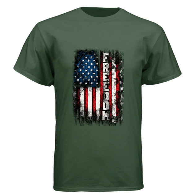 Freedom Distressed American Flag Patriotic T-Shirt - Faith Forged Designs
