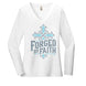 "Forged by Faith" Women's Long Sleeve V-Neck Inspirational Christian T-Shirt - Faith Forged Designs