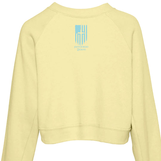 "Forged by Faith" Women's Crewneck Sweatshirt - Inspirational Christian Pullover with Sleeve Graphics - Faith Forged Designs