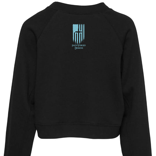 "Forged by Faith" Women's Crewneck Sweatshirt - Inspirational Christian Pullover with Sleeve Graphics - Faith Forged Designs