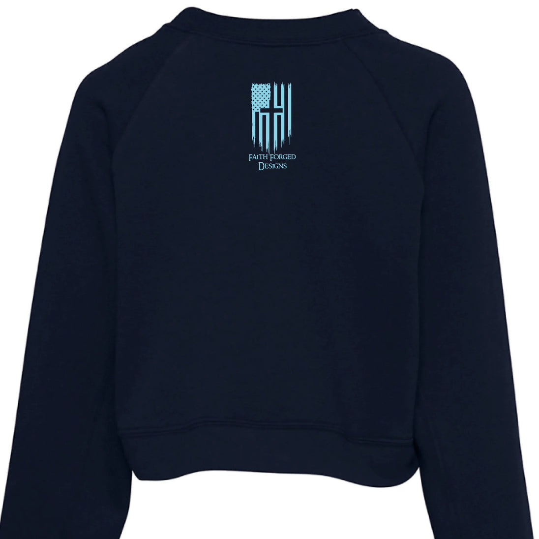 "Forged by Faith" Women's Crewneck Sweatshirt - Inspirational Christian Pullover with Sleeve Graphics - Faith Forged Designs