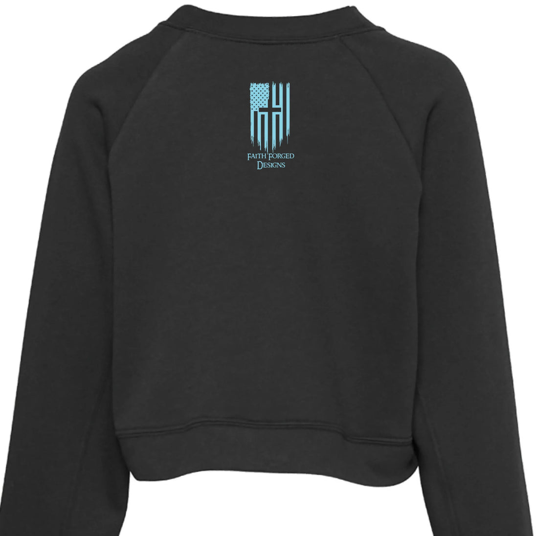 "Forged by Faith" Women's Crewneck Sweatshirt - Inspirational Christian Pullover with Sleeve Graphics - Faith Forged Designs