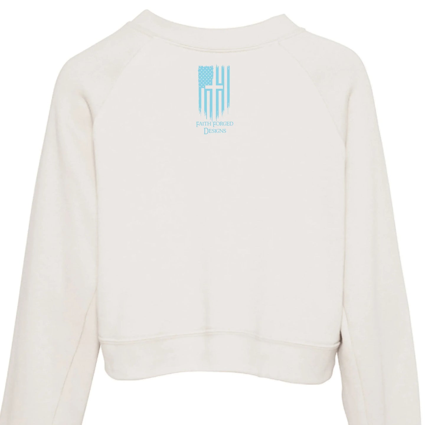"Forged by Faith" Women's Crewneck Sweatshirt - Inspirational Christian Pullover with Sleeve Graphics - Faith Forged Designs