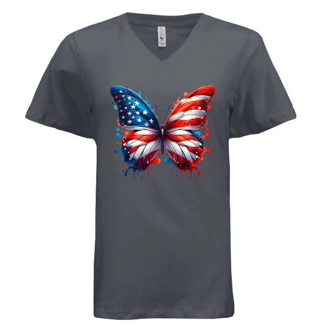 Patriotic American Flag Butterfly T-Shirt - Faith Forged Designs