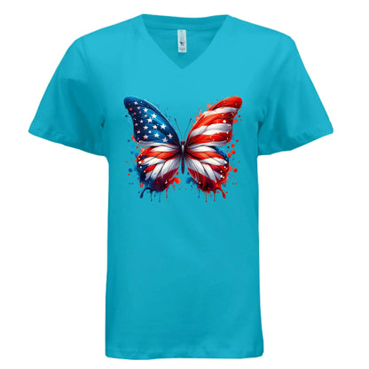 Patriotic American Flag Butterfly T-Shirt - Faith Forged Designs