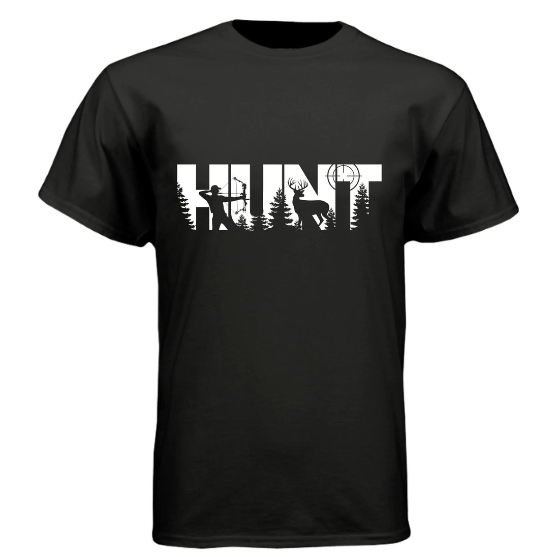 HUNT Bowhunter T-Shirt | Archery Deer Hunting Silhouette Tee - Faith Forged Designs