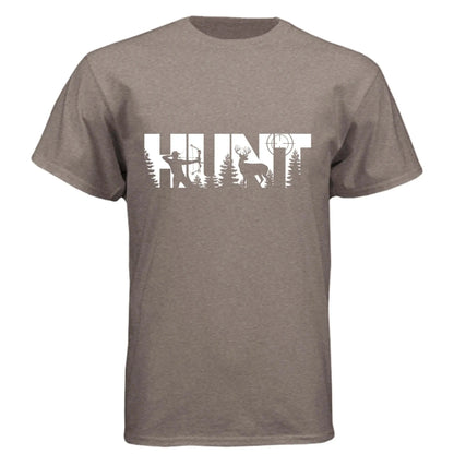 HUNT Bowhunter T-Shirt | Archery Deer Hunting Silhouette Tee - Faith Forged Designs
