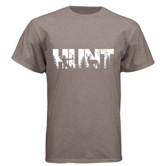 HUNT Bowhunter T-Shirt | Archery Deer Hunting Silhouette Tee - Faith Forged Designs