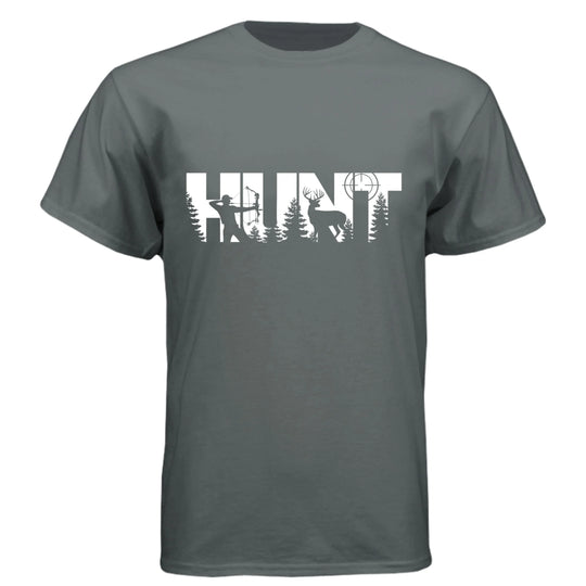 HUNT Bowhunter T-Shirt | Archery Deer Hunting Silhouette Tee - Faith Forged Designs