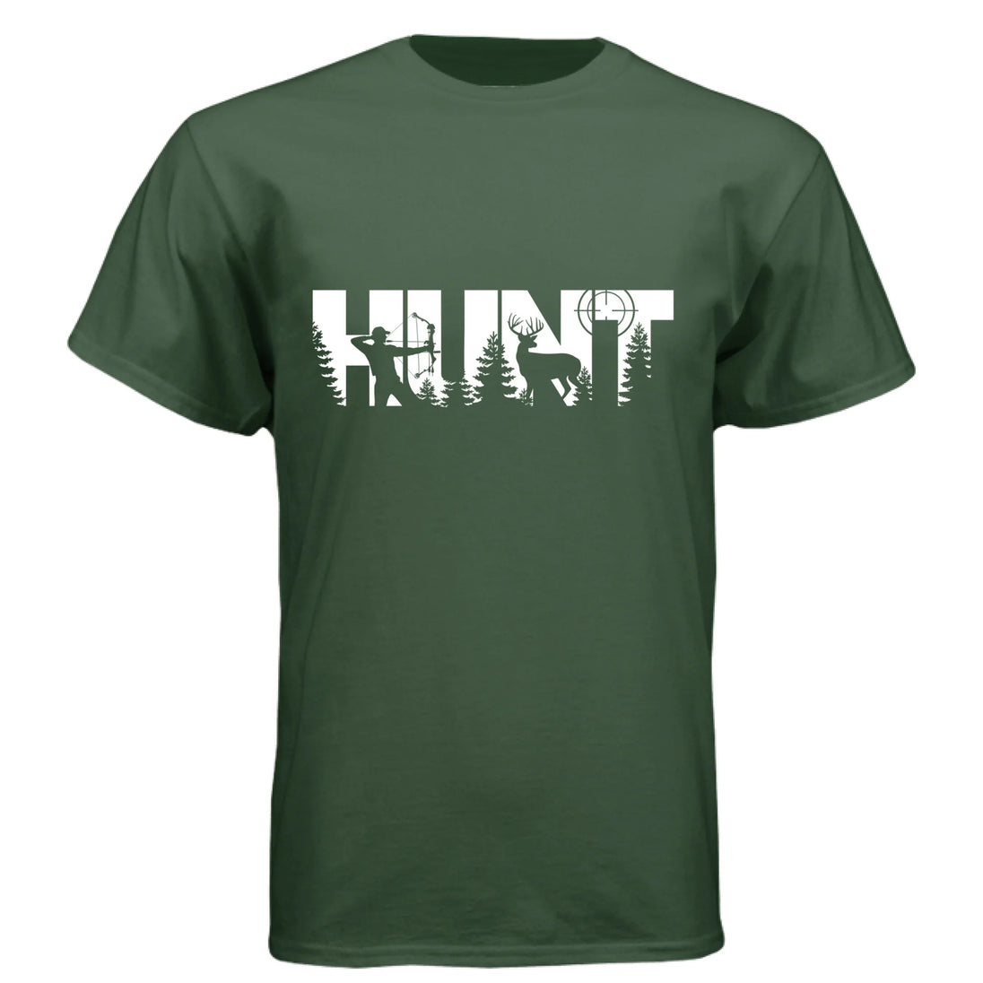 HUNT Bowhunter T-Shirt | Archery Deer Hunting Silhouette Tee - Faith Forged Designs