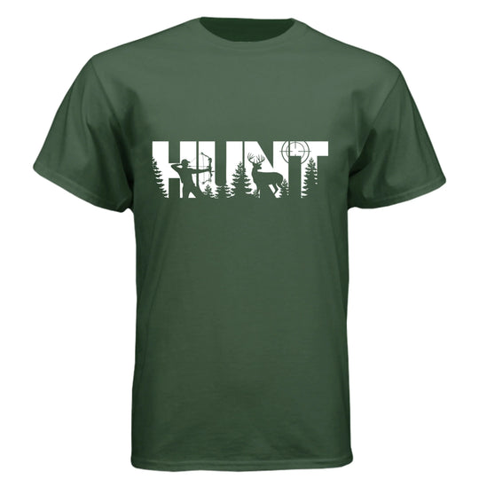 HUNT Bowhunter T-Shirt | Archery Deer Hunting Silhouette Tee - Faith Forged Designs