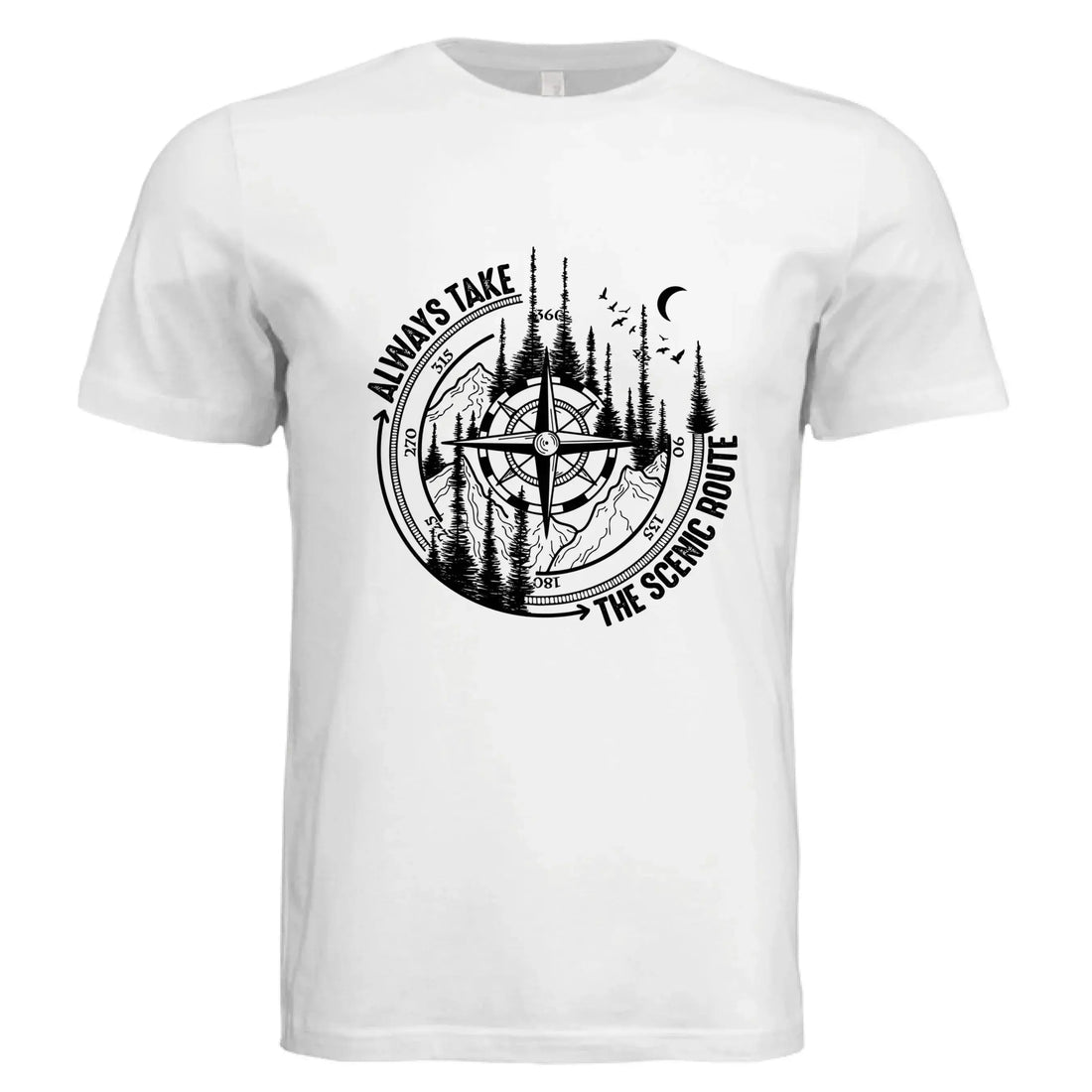 Always Take the Scenic Route Compass T-Shirt - Faith Forged Designs