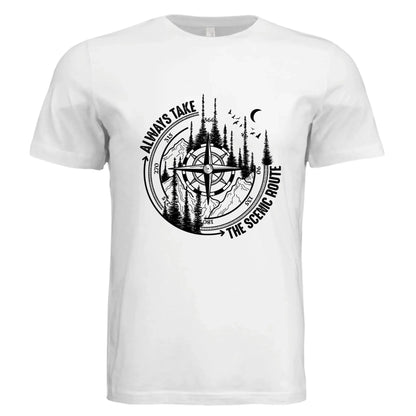 Always Take the Scenic Route Compass T-Shirt - Faith Forged Designs