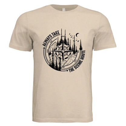 Always Take the Scenic Route Compass T-Shirt - Faith Forged Designs